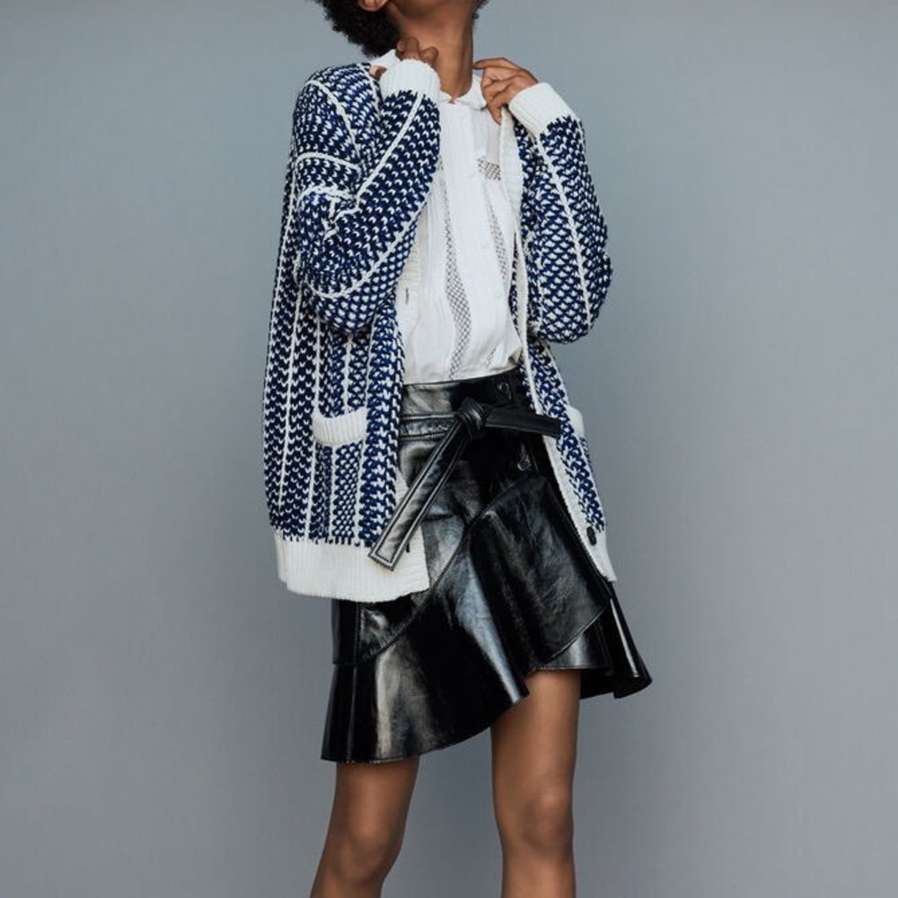 MAJE OVERSIZE JACKET IN JACQUARD KNIT